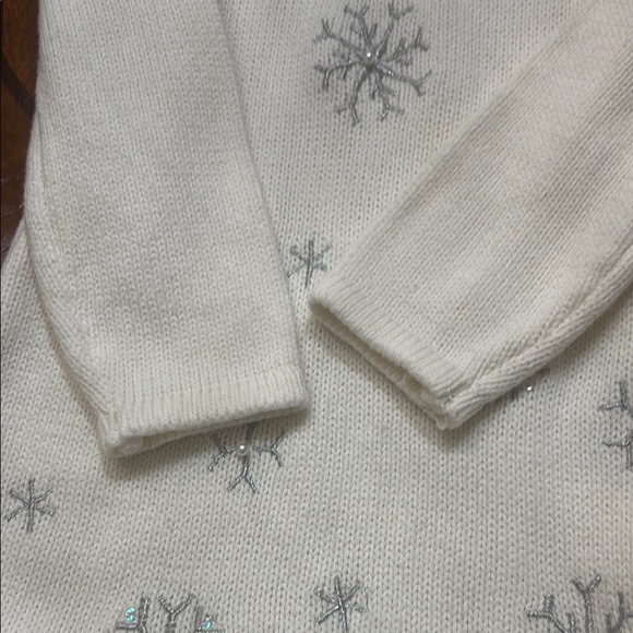 Catherine Malandrino Cream Dress with Silver Snowflakes - Picture 5 of 6